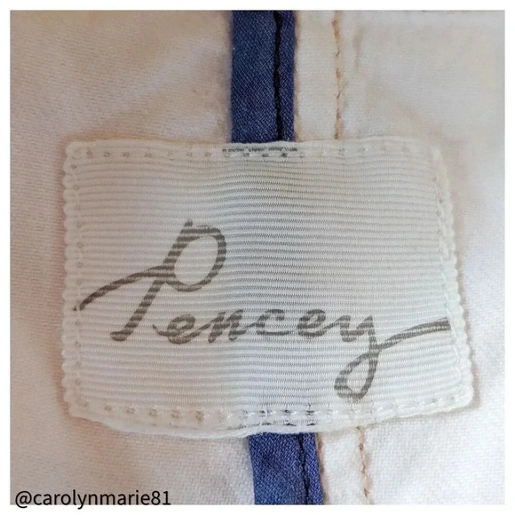 PENCEY OffWhite Denim Stud Embellished Moto Jacket Size M 100% Cotton Asymmetric - Picture 8 of 12